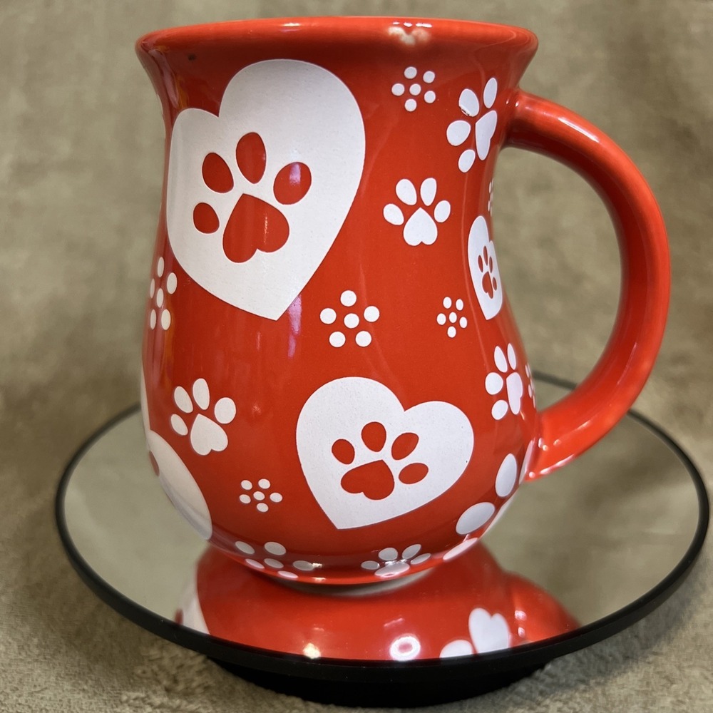 Temp-tations By Tara 16oz Coffee Mug Cup, Pawfetti, White & Red